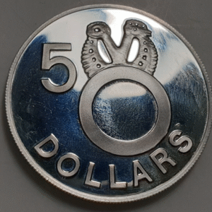 SOLOMON ISLAND ISLAS SALOMON 5 DOLLARS 1977 PROOF SC-/SC 200 PIEZAS ACUÑ. ESCASA