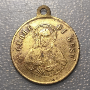MEDALLA RELIGIOSA ITALIA MILAN SAGRADO CORAZON JESUS HERMANOS DE CARIDAD BRONCE