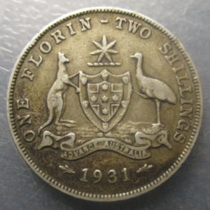 AUSTRALIA GEORGE V FLORIN 1931 BC+