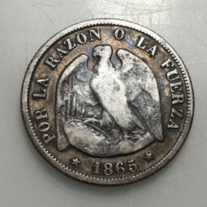 CHILE SANTIAGO 20 CENTAVOS 1865 BC