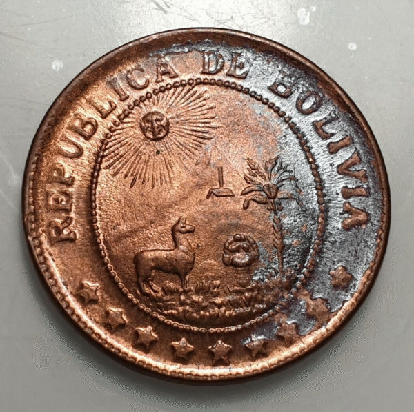 BOLIVIA 50 CENTAVOS 1942 EBC/EBC+ BRILLO ORIGINAL - Imagen 2