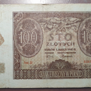 POLONIA POLAND 100 ZLOTYCH 1940 P 97 MBC-