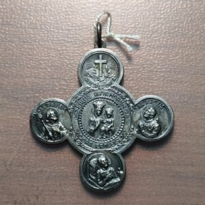 MEDALLA RELIGIOSA GRANDE CRUZ VIRGEN CON NIÑO JESUS 58x49mm 16g