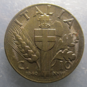 ITALIA REINO VITTORIO EMANUELE III 10 CENTESIMI 1940 EBC BRILLO ORIGINAL