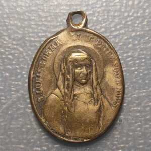 MEDALLA RELIGIOSA SAN VICENTE DE PAUL SANTA LUISA DE MARILLAC BRONCE 29x21mm