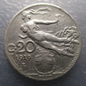 ITALIA REINO VITTORIO EMANUELE III 20 CENTESIMI 1919 MBC FECHA MAS ESCASA