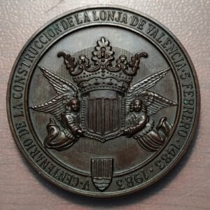 ESPAÑA MEDALLA 1983 VALENCIA V CENTENARIO CONSTRUCCION LONJA DE LA SEDA 60mm 94g