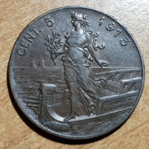 ITALIA REINO VITTORIO EMANUELE III 5 CENTESIMI 1913 MBC/MBC+