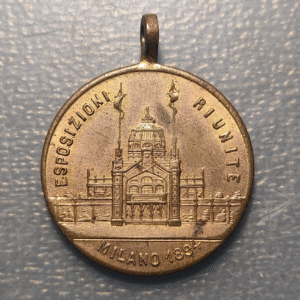 ITALIA MILAN RESTAURACION CASTILLO EXPOSICION MEDALLA 1894 32x25mm 7,45g