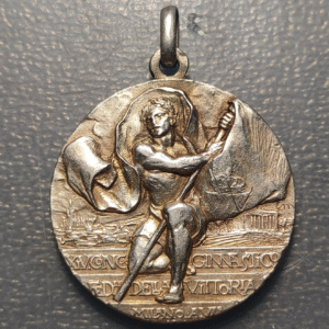 ITALIA MILAN PERIODO MUSSOLINI MEDALLA 1928 XIV CONCURSO GIMNASIA 35x32mm 16,62g
