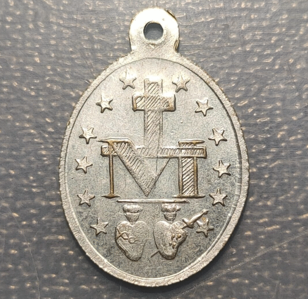MEDALLA RELIGIOSA INMACULADA CONCEPCION ANAGRAMA SAGRADO CORAZON JESUS Y MARIA - Imagen 2