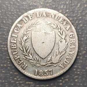 COLOMBIA 2 DECIMOS 1857 MBC KM 117 PLATA