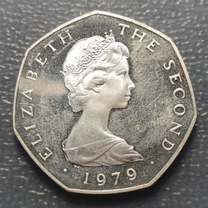 ISLE OF MAN ELIZABETH II 50 PENCE 1979 KM 39a.2 PLATA