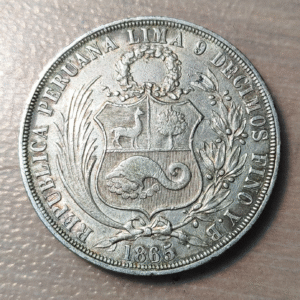 PERU LIMA 1 SOL 1865 YB EBC