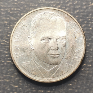 ITALIA REPUBLICA MEDALLA JOHN GLENN ESPACIO LUNA PLATA