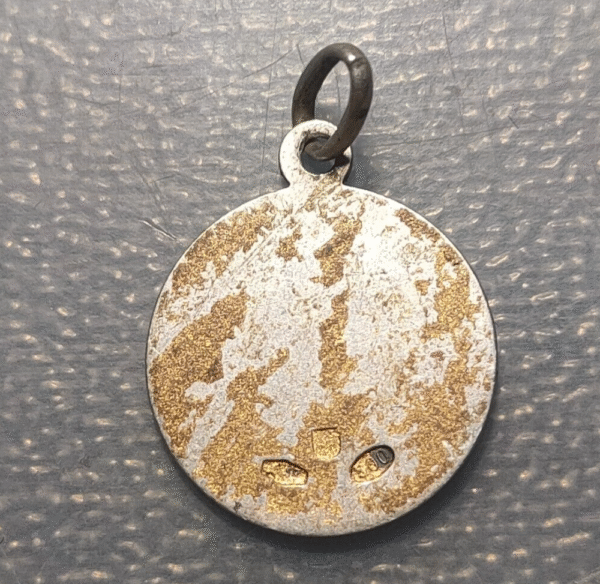 MEDALLA RELIGIOSA VIRGEN MARIA CON NIÑO JESUS PLATA DORADA 20x17mm - Imagen 2
