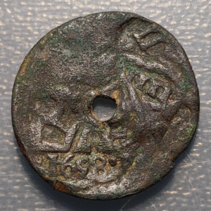 ESPAÑA FELIPE IV RESELLOS IV MARAVEDIS 1658 G GRANADA AGUJERO