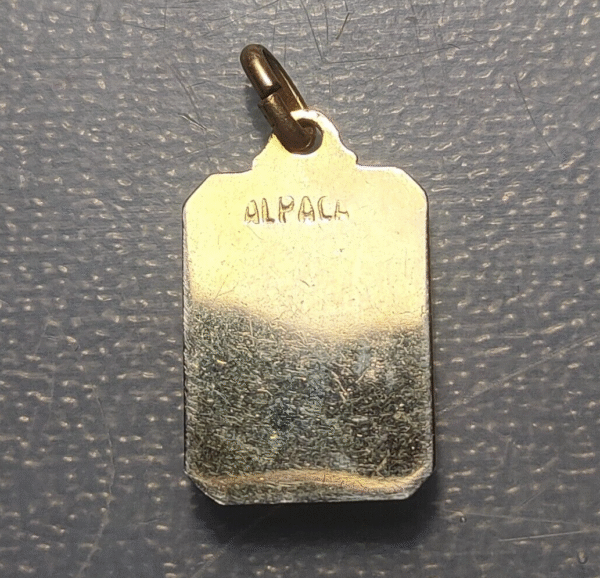MEDALLA RELIGIOSA SANTA GEMA MARCO DORADO DE ALPACA 25x16mm - Imagen 2