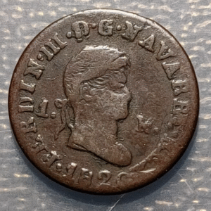 ESPAÑA NAVARRA PAMPLONA FERNANDO VII 1 MARAVEDI 1820 PP MBC