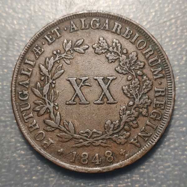 PORTUGAL MARIA II 20 REIS 1848 MBC - Imagen 2
