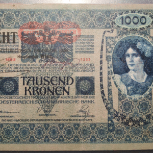 AUSTRIA HUNGARY HUNGRIA 1000 KRONEN 02/01/1902 (1919) P58 MBC- SCARCE ESCASA