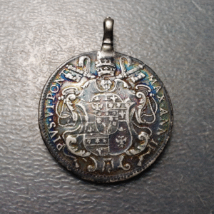 PAPAL STATES PIUS VI PIO VI 1/2 SCUDO 1777 ANNO II MOUNTED