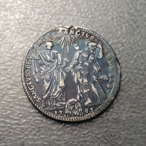 PAPAL STATES PIUS VI PIO VI TESTONE 1785 ANNO XI EX MOUNTED