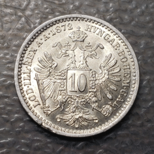 AUSTRIA FRANZ JOSEPH I 10 KREUZER 1872 HIGH GRADE