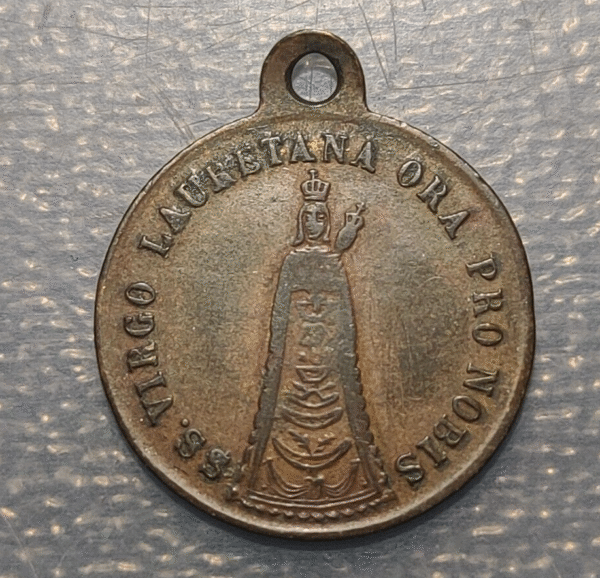 MEDALLA RELIGIOSA 1883 NUESTRA SEÑORA DEL LORETO SANTUARIO DE LORETO LATON