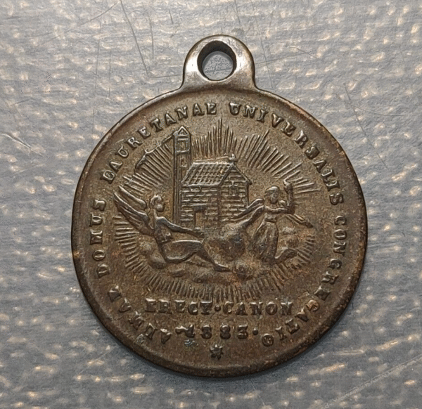 MEDALLA RELIGIOSA 1883 NUESTRA SEÑORA DEL LORETO SANTUARIO DE LORETO LATON - Imagen 2