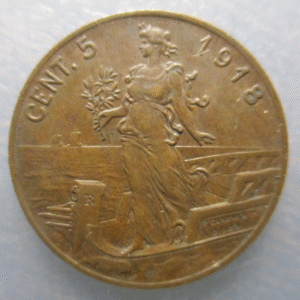 ITALIA REINO VITTORIO EMANUELE III 5 CENTESIMI 1918 MBC+