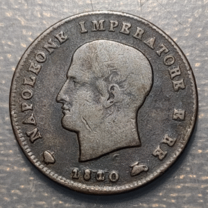 ITALIA REINO DE NAPOLEON 3 CENTESIMI 1810 M SOBREFECHA 10/00