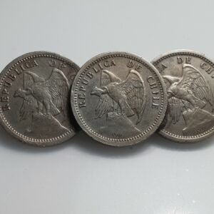 CHILE 3 x 20 CENTAVOS NICKEL BROOCH