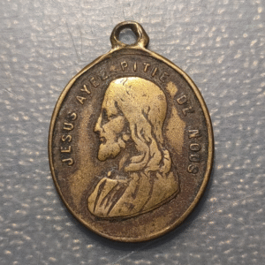 MEDALLA RELIGIOSA FRANCIA VIRGEN JESUS BRONCE 27x20mm