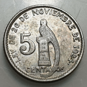 GUATEMALA 5 CENTAVOS 1945 KM-238.1 EBC