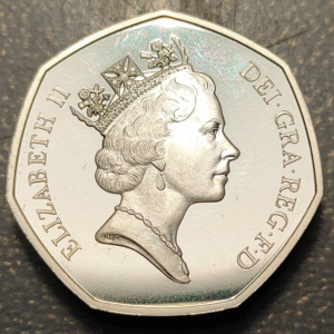 GREAT BRITAIN GRAN BRETAÑA ELIZABETH II 50 PENCE 1993 PIEDFORD PROOF SCARCE