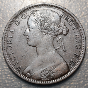 GREAT BRITAIN GRAN BRETAÑA VICTORIA 1 PENNY 1863 MBC