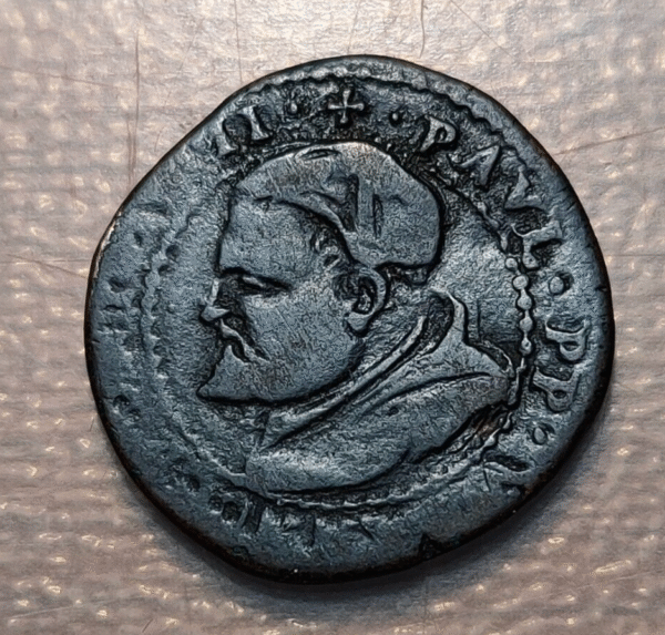 ESTADOS PAPALES PABLO V (1605-1621) FERRARA QUATTRINO 1613 PROTECTOR FERRARIAE