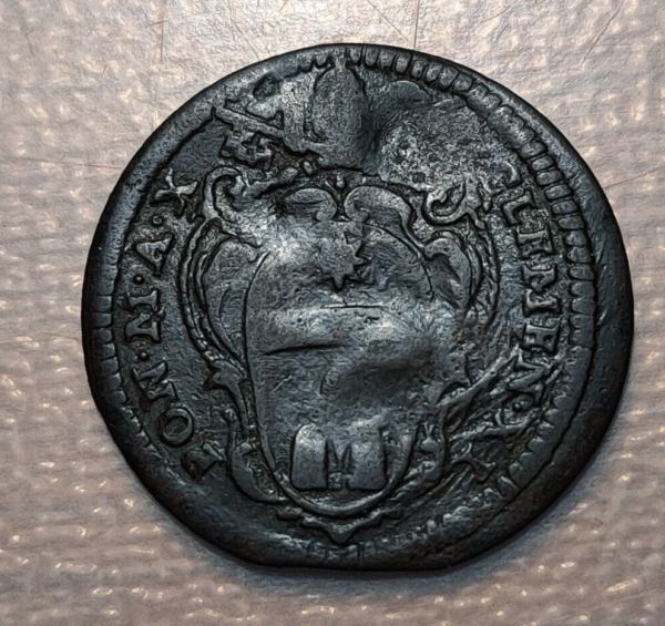 ESTADOS PAPALES CLEMENTE XI (1700-1721) GUBBIO QUATTRINO AÑO X (1709) SAN PABLO - Imagen 2