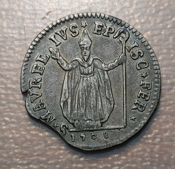 ESTADOS PAPALES VATICANO CLEMENTE XI (1700-1721) FERRARA MURAIOLA 1708 ANNO IX - Imagen 2
