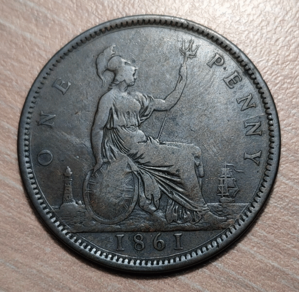 GREAT BRITAIN GRAN BRETAÑA VICTORIA 1 PENNY 1861 MBC - Imagen 2