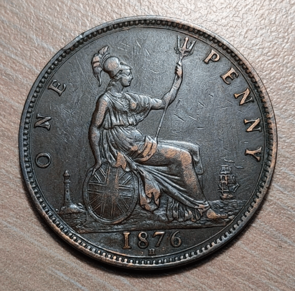 GREAT BRITAIN GRAN BRETAÑA VICTORIA 1 PENNY 1876 H MBC/MBC+ - Imagen 2