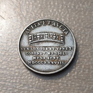 ITALIA AUSTRIA LOMBARDO VENETO MILAN FERDINANDO I MEDALLA CORONACION 1838 3,23g