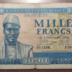 GUINEA 1000 FRANCS 2/10/1958 P 9 MBC-