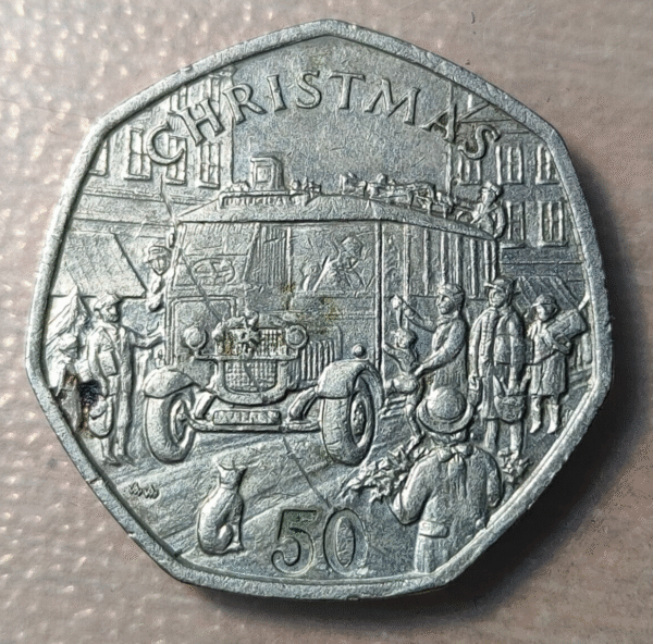 ISLE OF MAN CHRISTMAS NAVIDAD 50 PENCE 1987 MBC