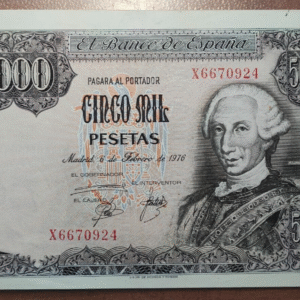 SPAIN ESPAÑA 5000 PESETAS 1976 P 155 EBC