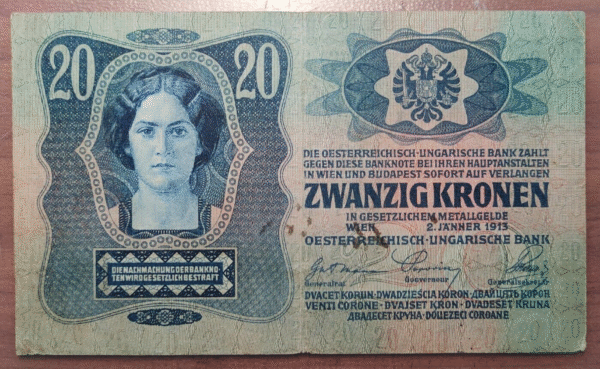 AUSTRIA 20 KRONEN 1913 P 13 MBC
