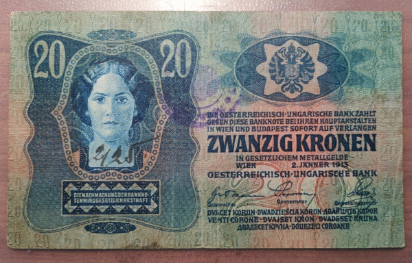 AUSTRIA 20 KRONEN 1913 P 13 MBC