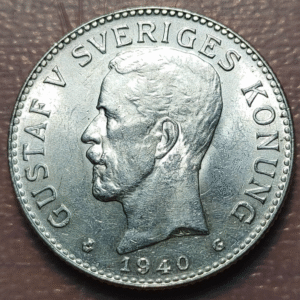SUECIA SWEDEN GUSTAF V 2 KRONOR 1940