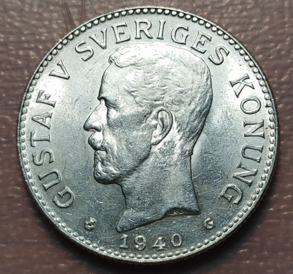SUECIA SWEDEN GUSTAF V 2 KRONOR 1940